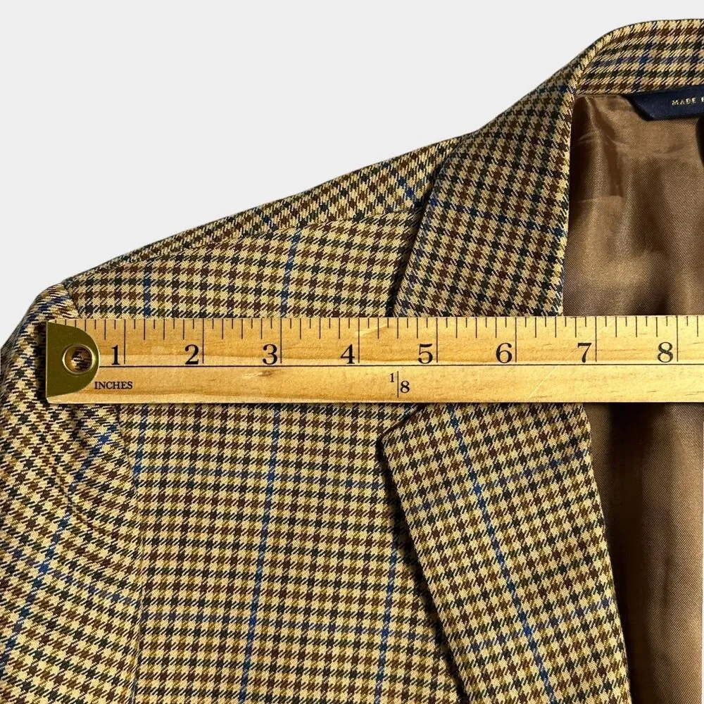 BROOKS BROTHERS Fitzgerald Mens Blazer Sport Coat Jacket 43R Brown Plaid Wool